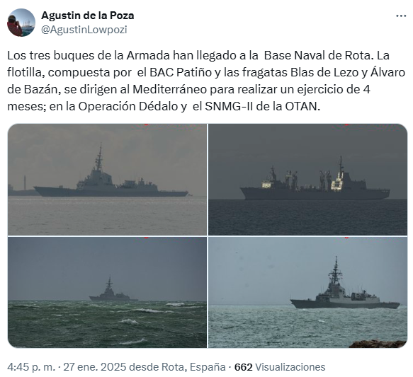 Llegada a la Base Naval de Rota de las Fragatas Blas de Lezo, Alvaro de Bazan y el BAC Patiño 